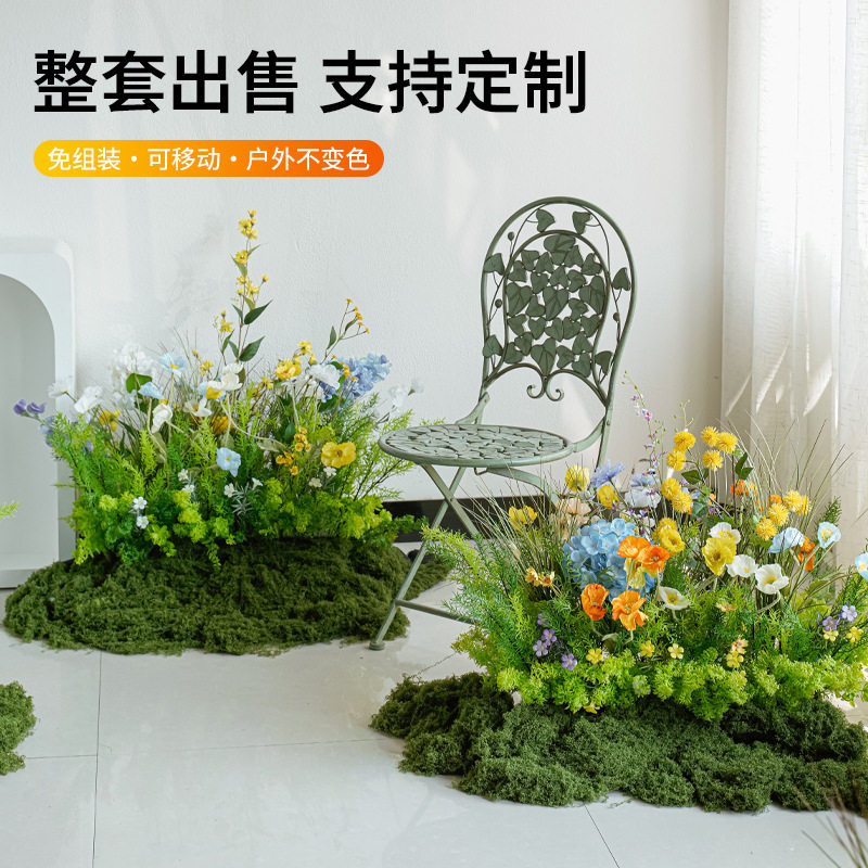 仿真绿植造景组合摆设热带植物隔断花槽花箱仿生假花室内景观装饰