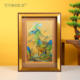 千里江山铜雕画摆台客厅装 饰画中古风书房壁画山水画摆台客厅壁画