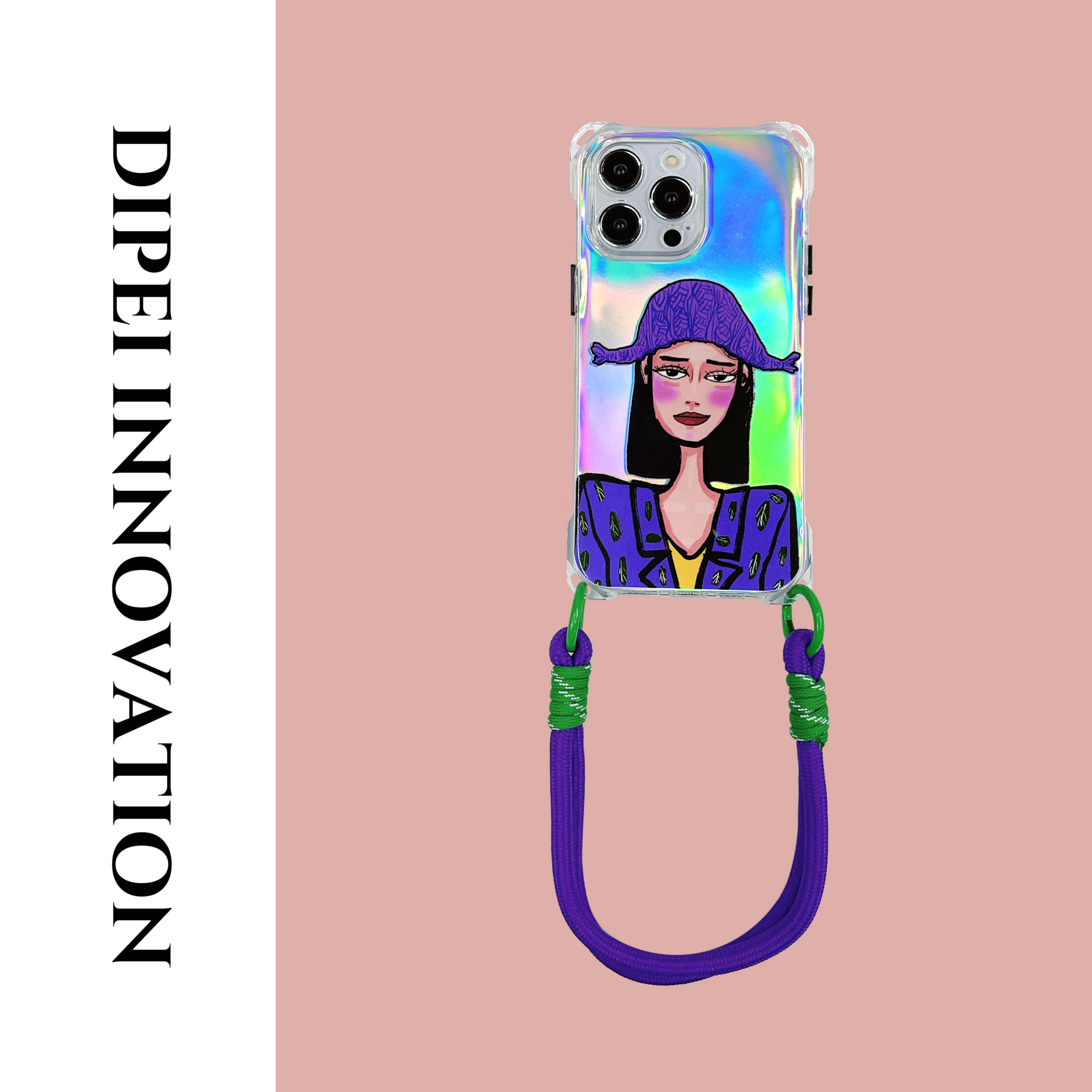 ins创意紫帽女新款手机壳