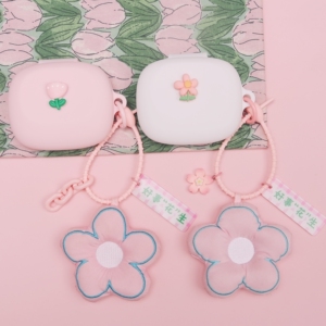 适用于JBL sense lite音悦圈舒适版蓝牙耳机保护套粉色郁金香花朵JBL ENDURANCE ZONE悦动圈一体式硅胶软壳