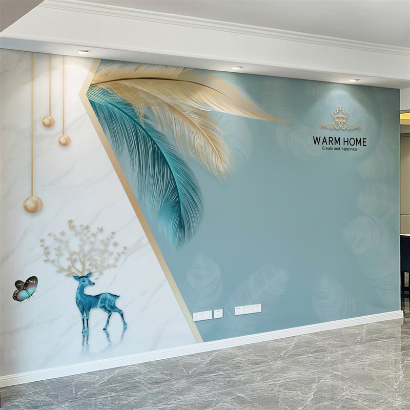 2022b新款电视背景墙自粘墙贴壁纸客厅沙发装饰3d立体几何影视墙