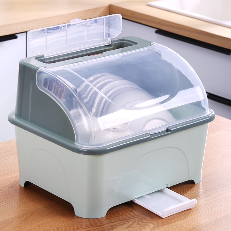 放碗柜塑料厨房家l用装碗筷餐具收纳盒带盖碗箱沥水碗碟盘置物架