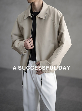 ASSDY|100%优质棉天然纤维/会呼吸的棉/高密度翻领夹克男春季外套