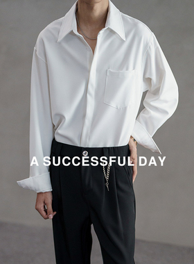 ASSDY|280G垂感长袖衬衫男士2025春秋季老钱风休闲衬衣潮纯色上衣
