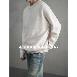 慵懒风下摆破洞毛衣老钱风轻奢线衣 男2025冬季 ASSDY 仿牛绒针织衫