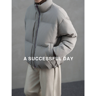 ASSDY「星轨式 条纹」防泼水撞色90白鸭绒立领羽绒服男冬加厚外套