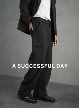 ASSDY|防风轻量绒小弯刀休闲裤男士2025冬季新款运动直筒针织长裤