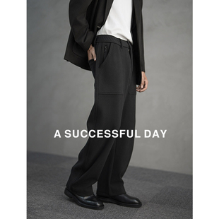 防风轻量绒小弯刀休闲裤 运动直筒针织长裤 男士 新款 2025冬季 ASSDY