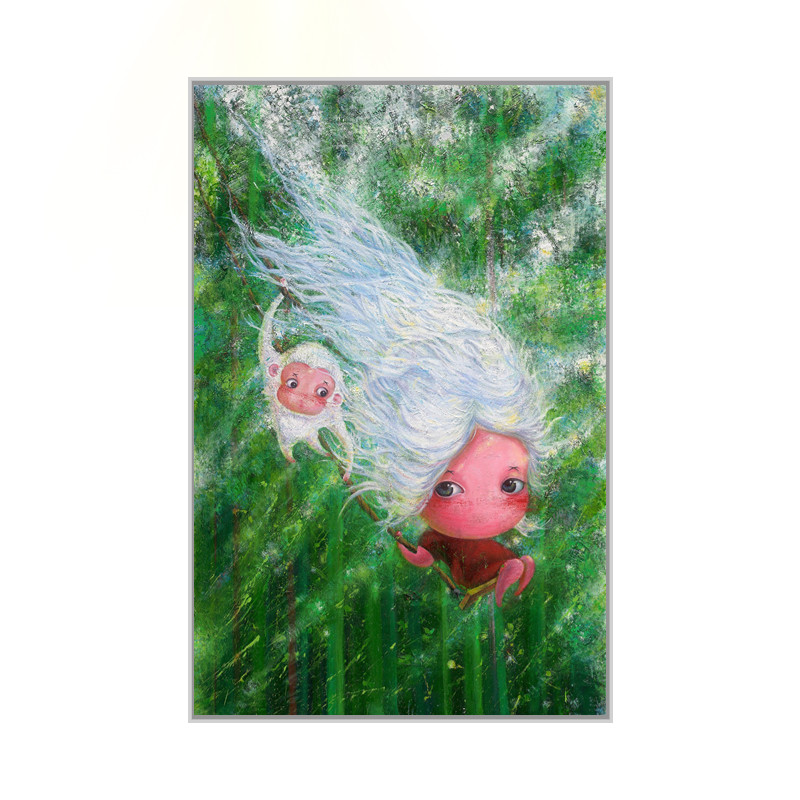 构得艺术 贾伟kk版画如花秋千系列夏秋作品原创签名画居家装饰画