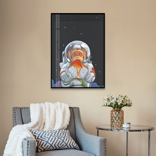 构得x陈建周 宇航员与大桃子 199版室内简约装饰画艺术家版画
