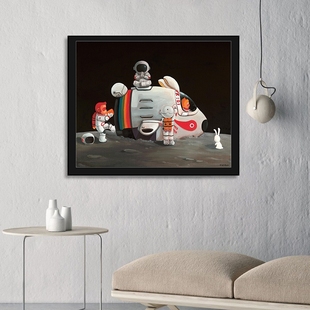 构得艺术 陈建周版画 飞奔到月球 限99签名版 入门级艺术收藏挂画