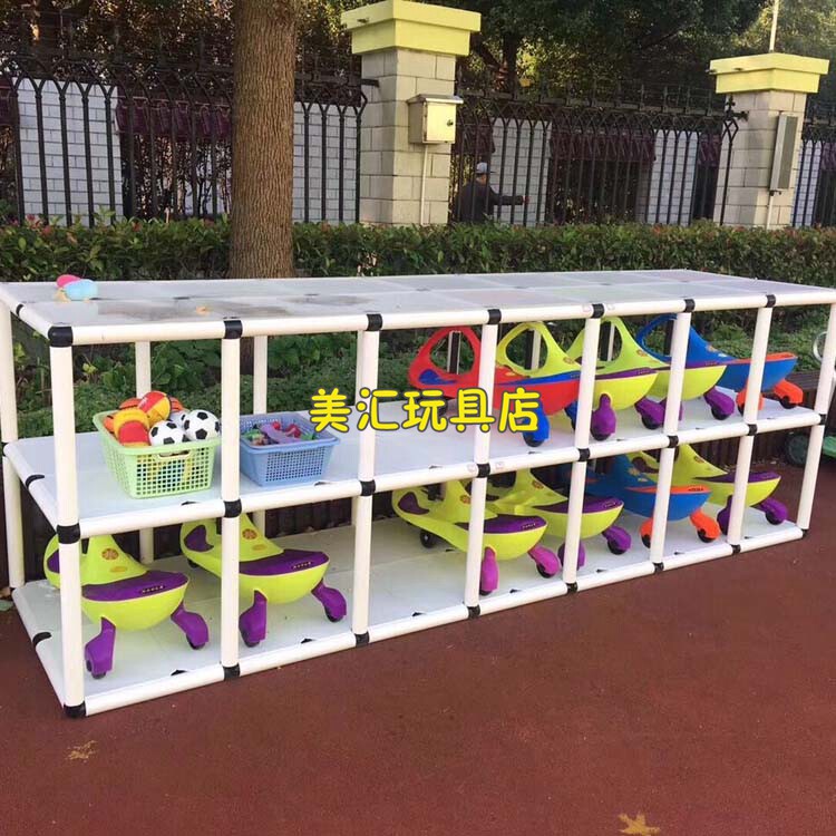 幼儿园户外独轮车管道收纳架车子架雨蓬儿童扭扭车收纳架整理架