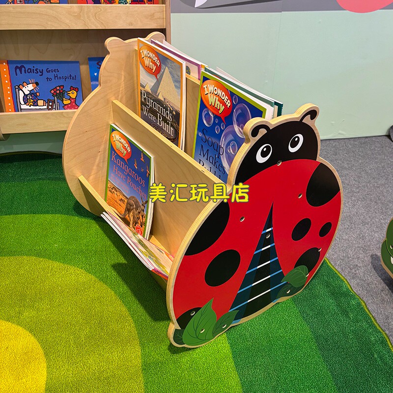 幼儿园儿童实木卡通书架双面甲壳虫书柜移动鳄鱼书柜蜗牛书柜书架