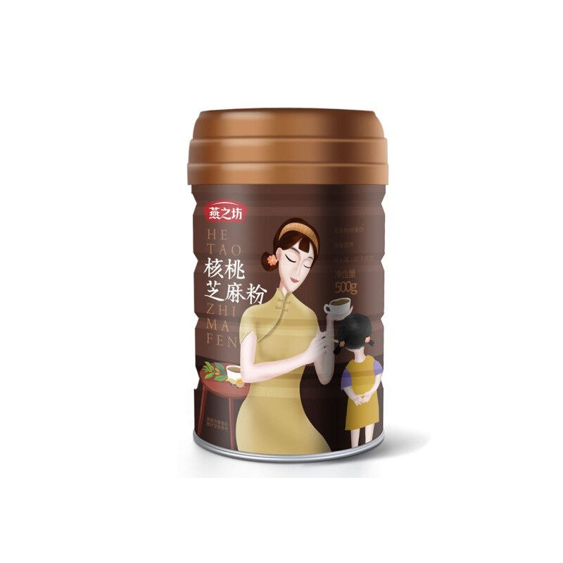 燕之坊芝麻糊核桃黑芝麻豆粉500g罐装老人食品冲泡熬夜加班早餐粉