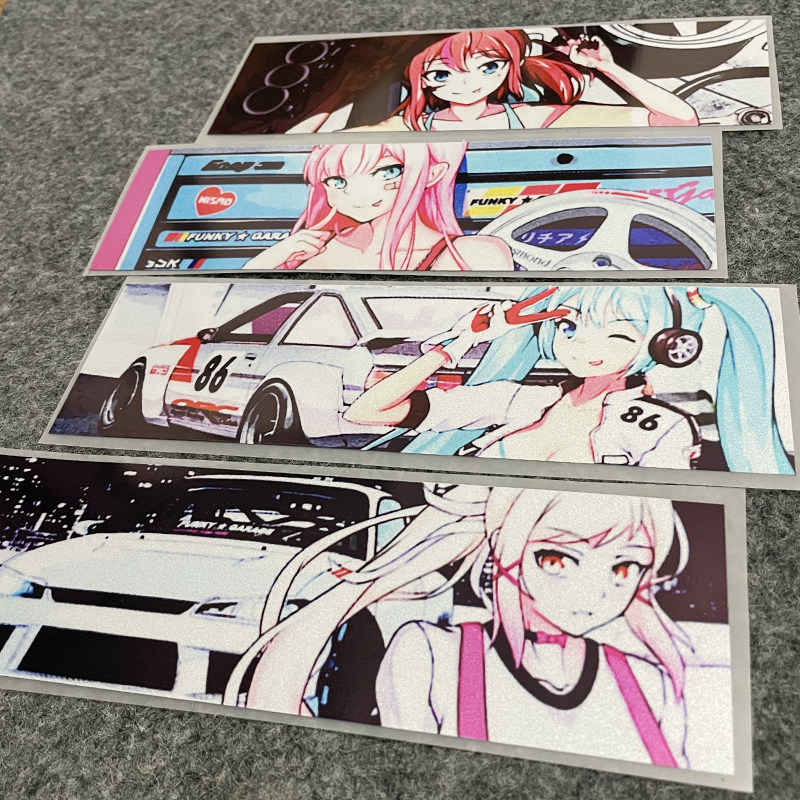 动漫二次元痛车贴jdm个性创意卡通机车女孩贴纸电动摩托车反光贴