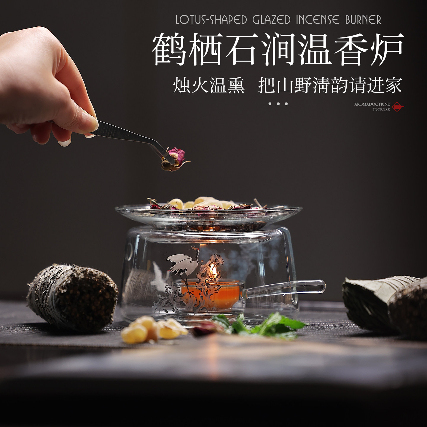 仙鹤隔火熏香炉家用干烤雪松香薰炉烛火温茶炉乳香烘烤炉桌面摆件图片