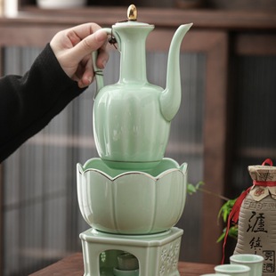 大容量黄酒烫酒壶白酒酒杯仿古中国 温酒器陶瓷加热家用酒具套装