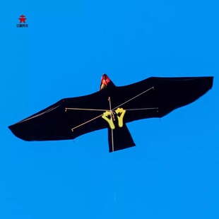 三晋开元板鹰风筝老鹰风筝伞布碳素杆大人专用2-6级风微风抗大风