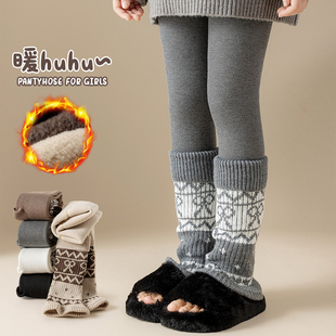 宝宝裤 袜保暖冬款 子外穿 加绒加厚秋冬拼接袜套儿童连裤 女童打底裤