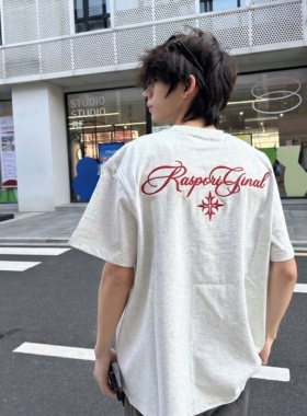 RASP美式手绘十字刺绣T恤索罗娜凉感户外防晒速干短袖健身打底衫