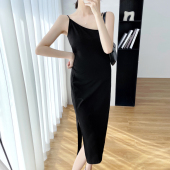 小个子打底连衣裙中长款 褶皱宴会纯棉时尚 修身 孕妇吊带裙2024夏装