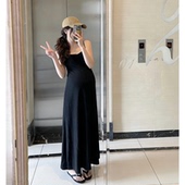 白色宽松衬衣开衫 孕妇套装 黑色吊带长裙中长款 新款 显瘦两件套 夏季