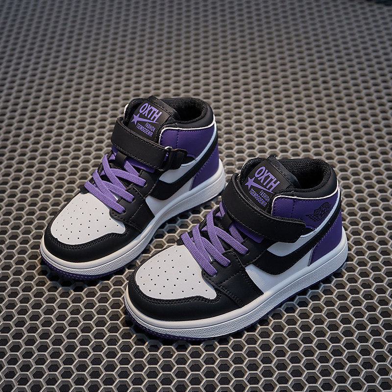 aj童鞋儿童运动鞋2023年春秋新款潮牌真皮女童板鞋篮球鞋男童鞋子