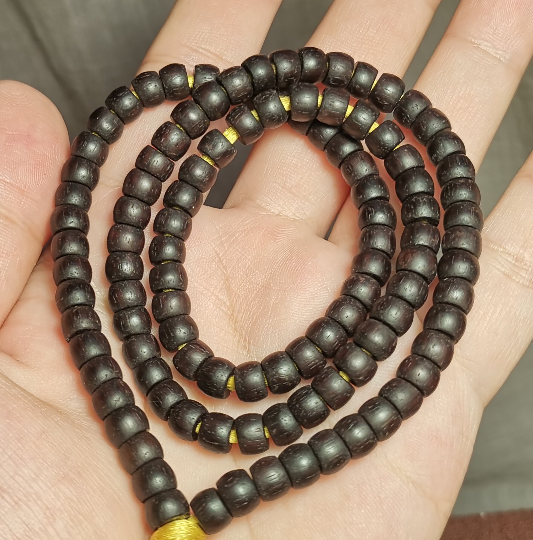 西藏文玩6mm老款式马蹄形切108款小叶紫檀素珠款锁骨链手持念珠念