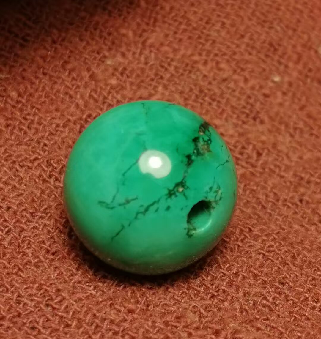 牧区古玩14mm七宝之一绿松石一物一图多宝手串手链佩珠隔珠佛珠款