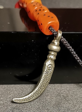 西藏文玩小元素月刀测挂吊坠吉祥天母咒点白利马铜好玩串串挂件款