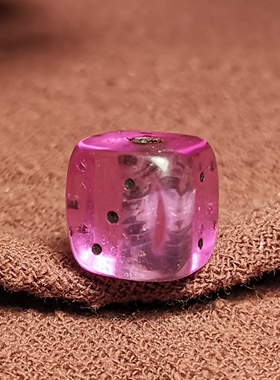 西藏文玩13mm紫色透明料器树脂手工款骰子咒点佩珠隔珠diy百搭款