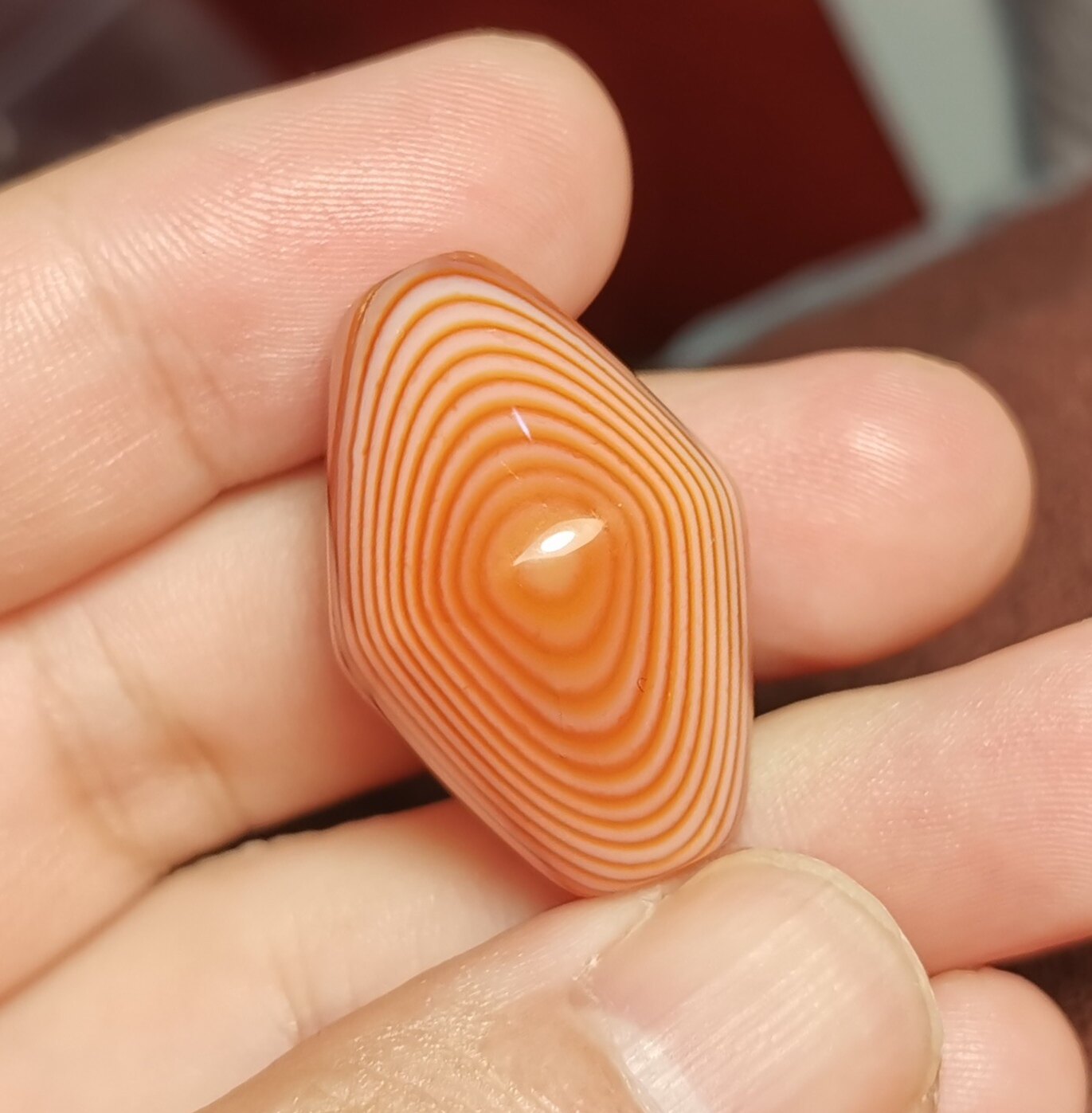 西藏文玩19*29mm三纹线红玉髓缠丝玛瑙珠一物一图锁骨链吊坠顶珠