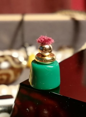 藏式文玩七宝之一一套料器绿色款佛头佛塔配件滴溜吊坠隔珠弟子珠