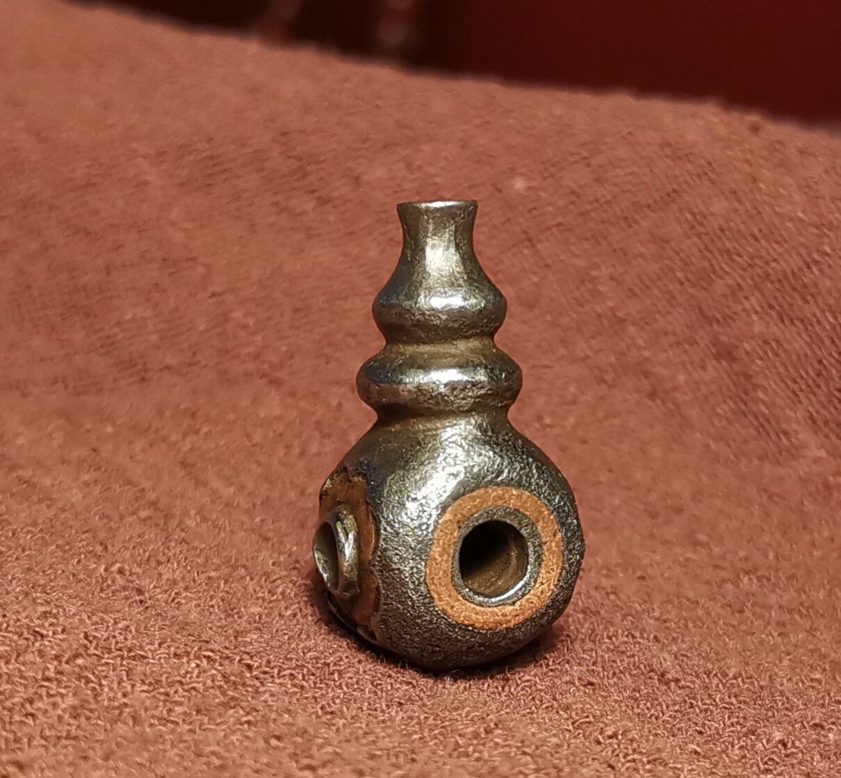 藏式文玩14*29mm手工款紫铜铁质寒铁双重佛头三通百搭结尾三通款