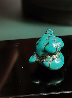 随行天然老绿松石佛珠七宝之一随行体型妙音鸟文玩小佩珠隔珠滴溜