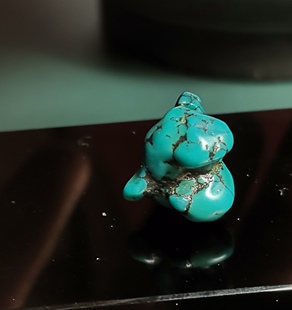 随行天然老绿松石佛珠七宝之一随行体型妙音鸟文玩小佩珠隔珠滴溜