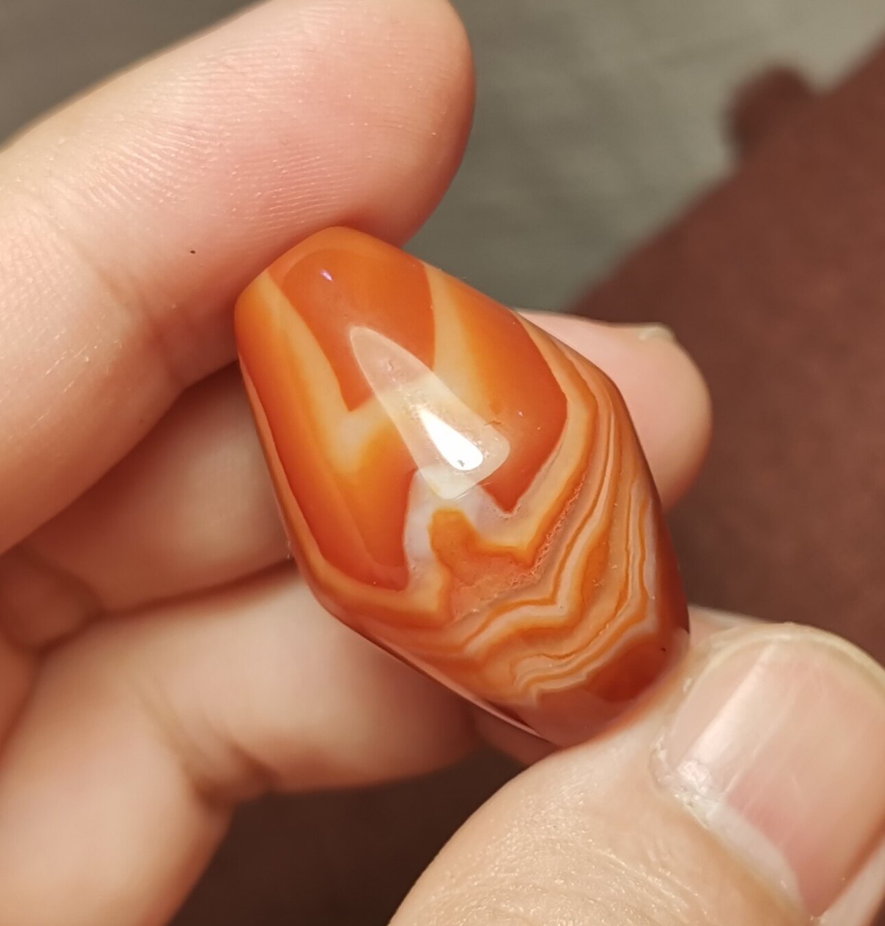 藏系文玩20*30mm红玉髓玛瑙缠丝佛珠一物一图锁骨链吊坠顶珠佛珠