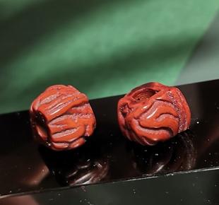 12-14mm左右核桃手工朱砂供做旧原生态纹路美感古色古香佩珠隔珠