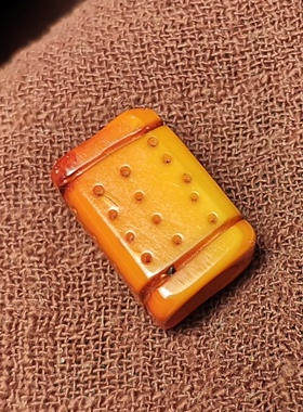 西藏元素11*18mm老黄色料器小咒点图腾一物一图百搭饰品配饰佩珠