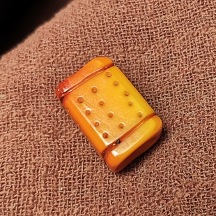 西藏元素11*18mm老黄色料器小咒点图腾一物一图百搭饰品配饰佩珠