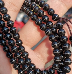 藏传天然原石原色一线药师珠6mm圆珠108颗手链手串佛珠礼品佛珠款