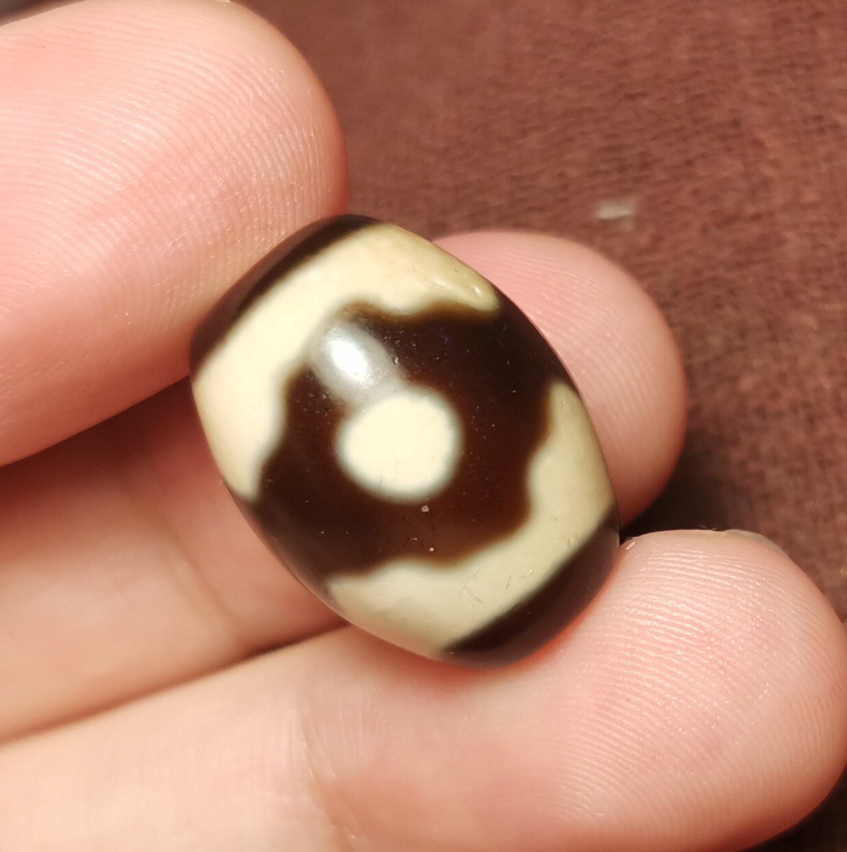 牧区古玩14.5*19.5mm达洛唐城三眼天珠随身佩戴吊坠顶珠佩珠隔珠