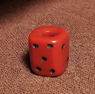 西藏元素14mm红色料器小咒点骰子图腾百搭饰品配饰佩珠隔珠压痕珠