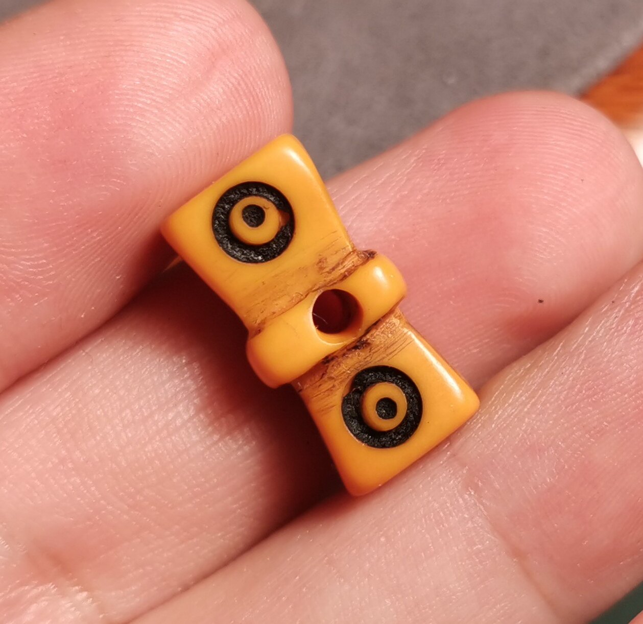 手工款八眼杵咒点黄色料器藏传文玩配饰方形简洁咒点diy配饰配件