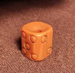 西藏元素14mm橘色料器手工款大咒点图腾大压痕一物一图佩珠隔珠款