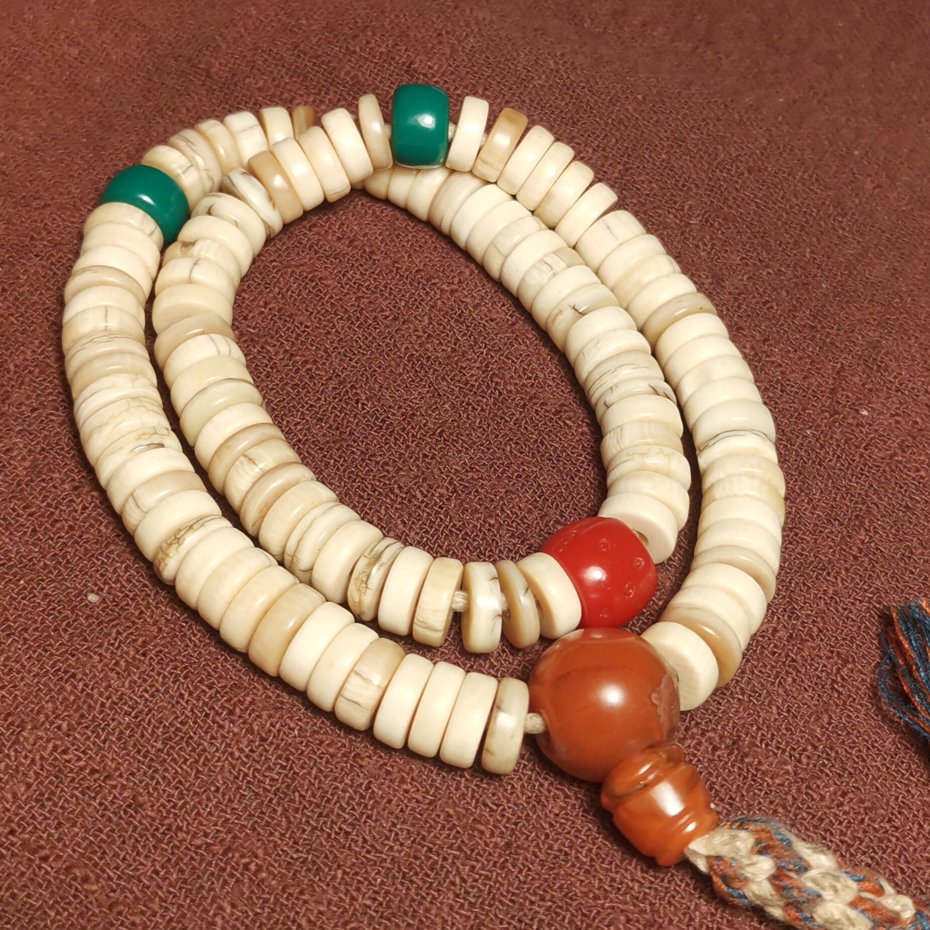 西藏文玩8mm108颗百通尺寸老高白手持念珠一物一图原装款手链佛珠