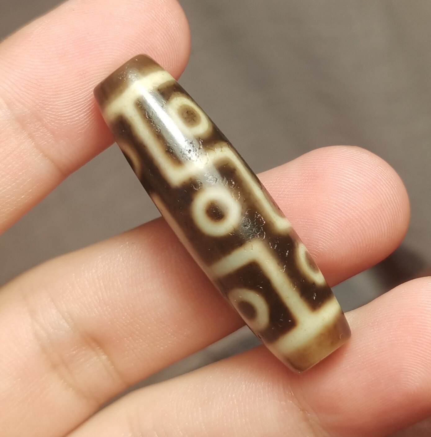 牧区古玩11.5*41mm老款式九眼天珠一物一图锁骨链吊坠顶珠佛龛供