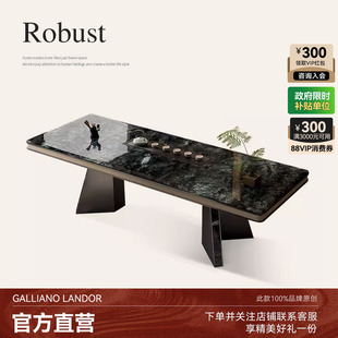 诚骏轻奢天然大理石茶台现代豪宅大平层家用蓝宝石奢石茶室泡茶桌