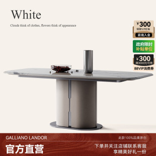 诚骏 微晶石餐桌家用轻奢现代简约高端马肚形大理石超晶石餐桌椅