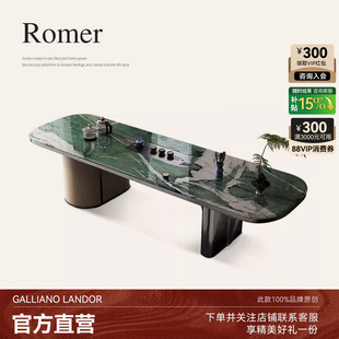 诚骏天然奢石茶桌现代轻奢2026新款 高端大理石茶台 大平层设计师款
